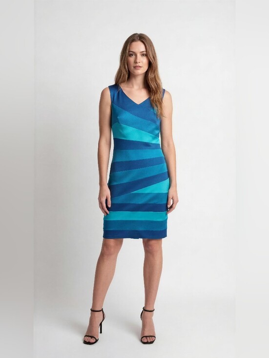 Jax Dresses & Skirts - JAX Sleeveless Blue Stripe Sheath DRESS SIZE 16 New No Tag